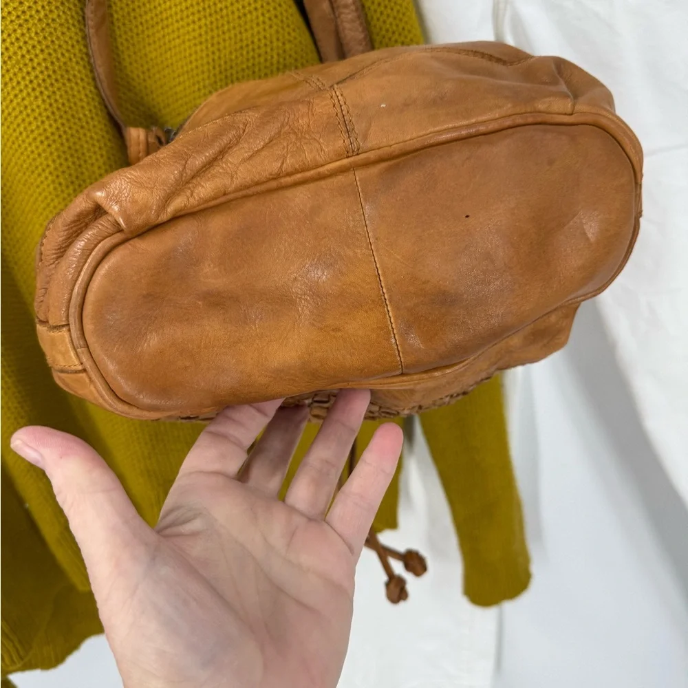 Unnamed leather woven hobo crossbody with drawstring purse